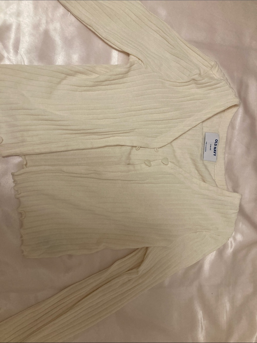 Old Navy Cream Ribbed Button-Up Cardigan